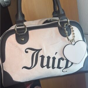 Juicy Couture Pink and Black Heart Charm Satchel